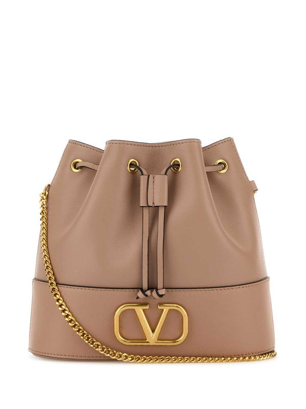 V Logo Leather Woc Bag