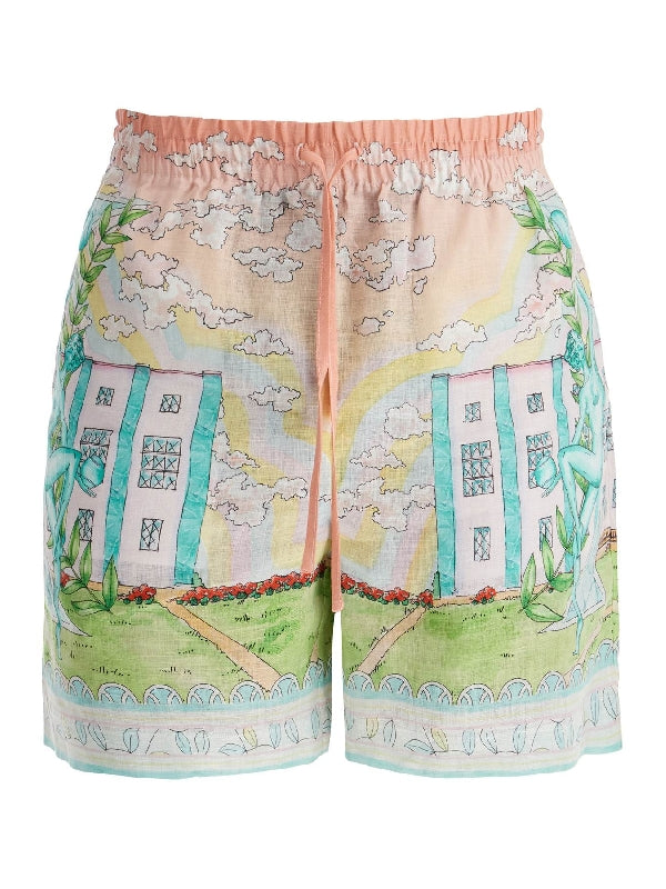 Allover Printed Linen Shorts - Jente