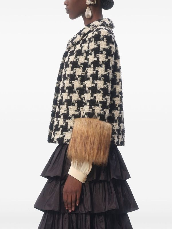 Fur Sleeve
  Houndstooth Check Jacket