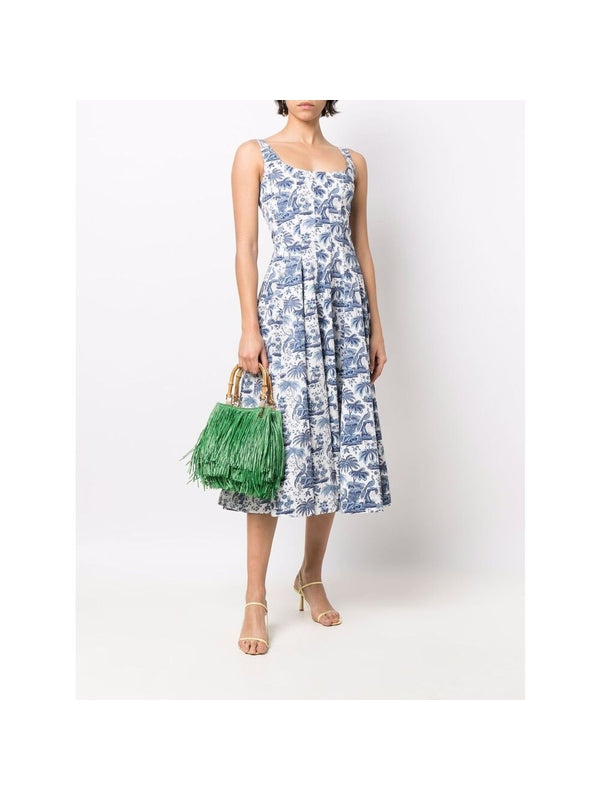 Botanical Print Square Neck
  Dress