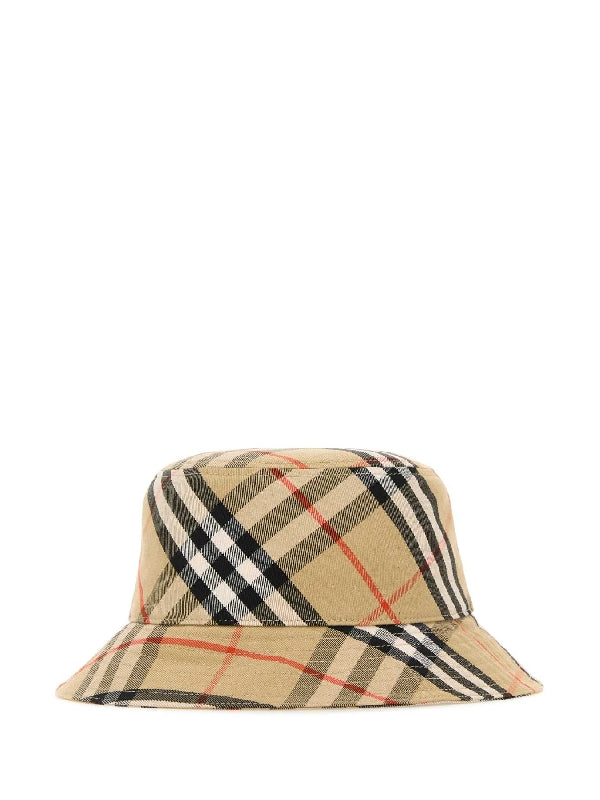 Check Cotton Blend Bucket Hat