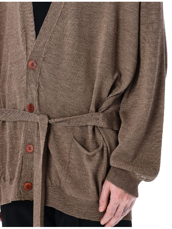 Grandpa Wool Belted Cardigan