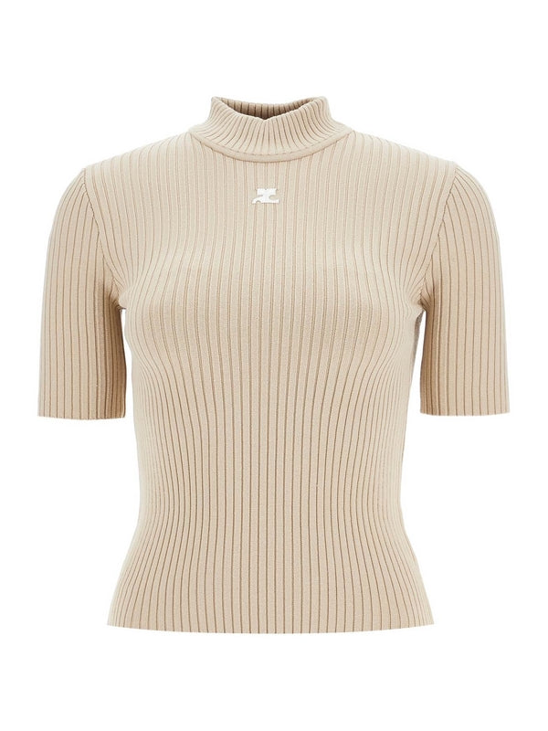 short-sleeved ribbed re-e Knitted