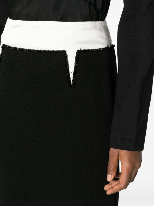 Layer Wool Pencil Skirt