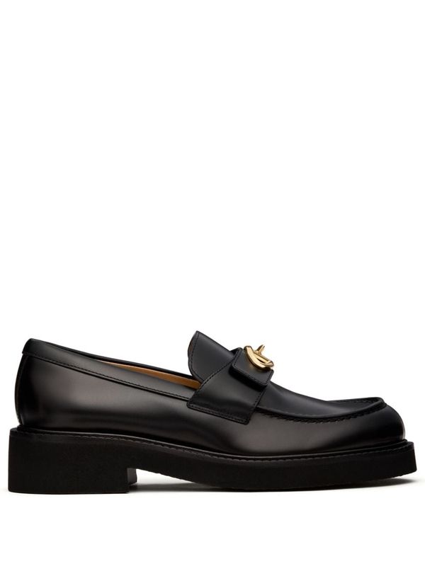 V Logo Leather Loafer