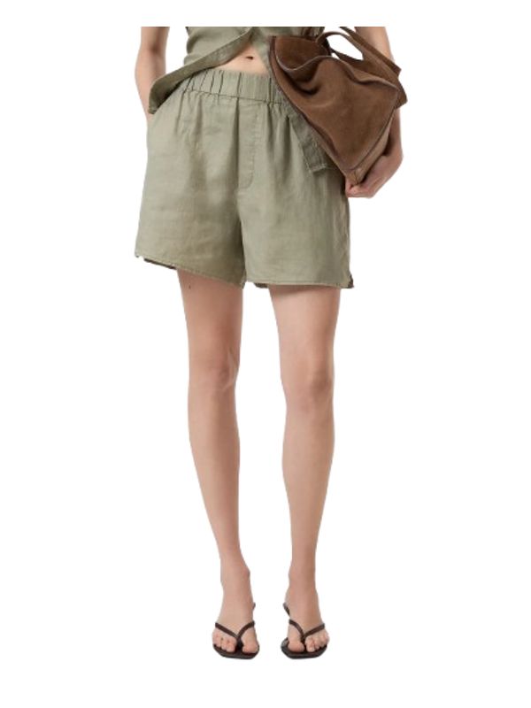 Green Linen Banded Shorts