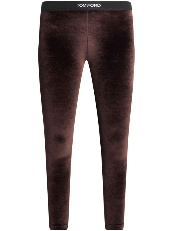 Logo Banded Velvet Leggings