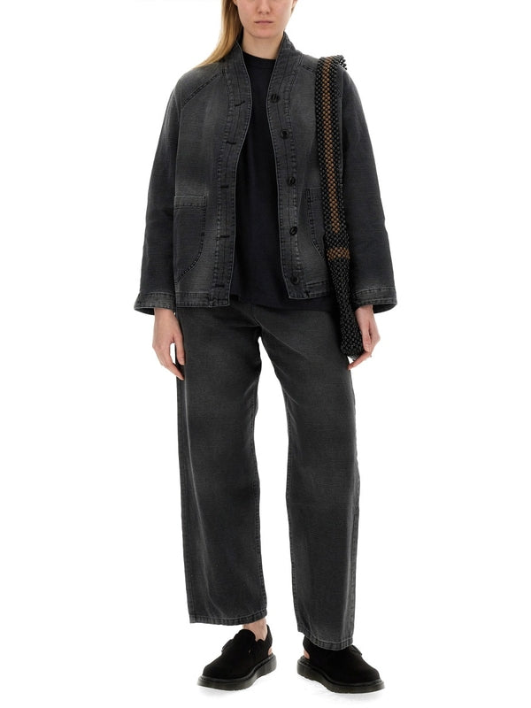 Silver Cotton Linen Denim Pants