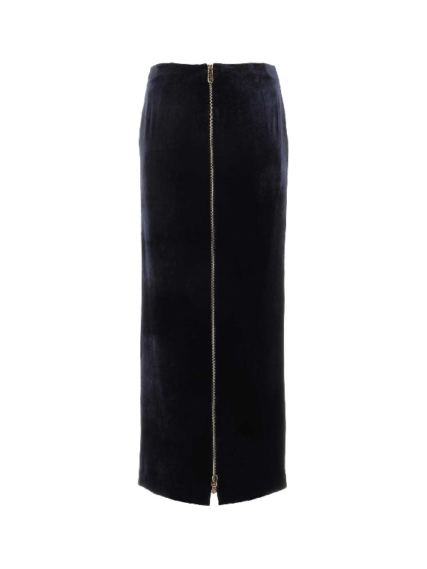 Zip-up Velvet Skirt