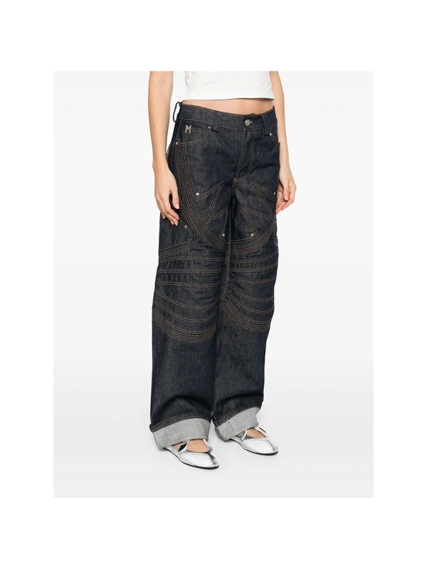 Multi-Seam Cargo Denim Pants