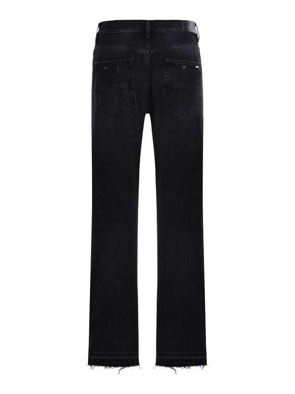 Back Leather Patch Straight
  Denim Pants