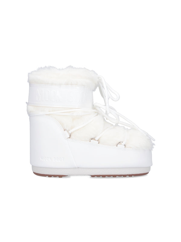 Logo Fake Fur Lace-Up Boots