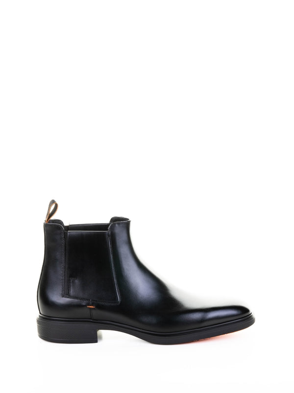 Santoni Black Chelsea Boots