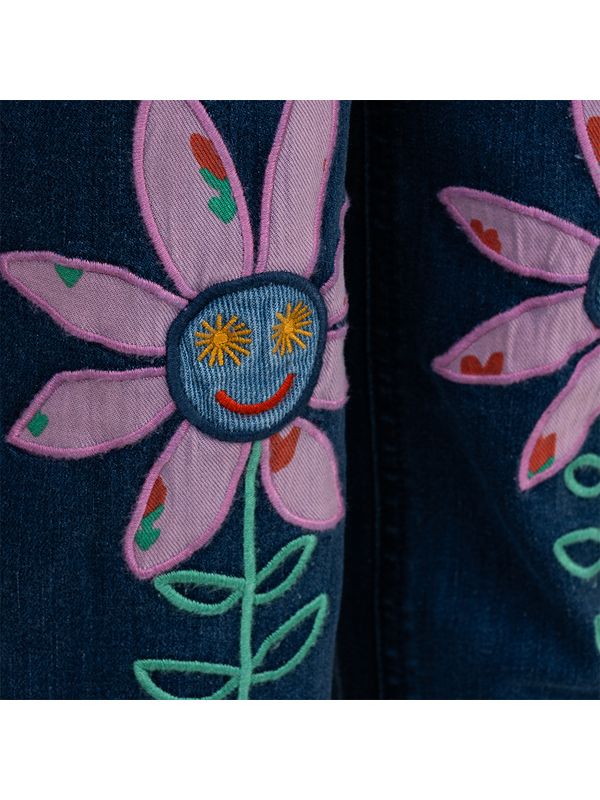 Embroidered Detail Denim Pants