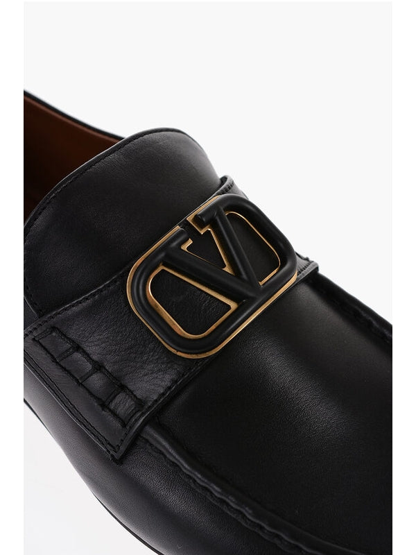 V Logo Calfskin Loafers