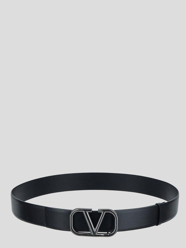 V Logo Leather Belt