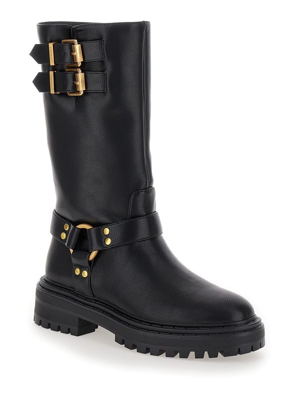 带扣骑行中筒靴