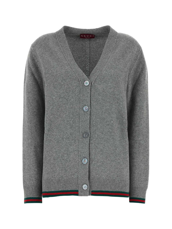 Web Detail Wool Cashmere Cardigan