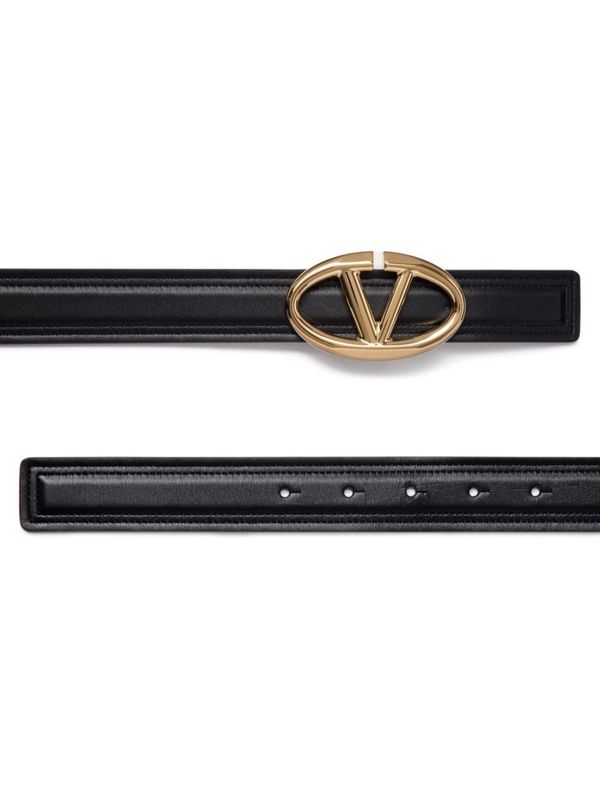 V Logo Leather Belt