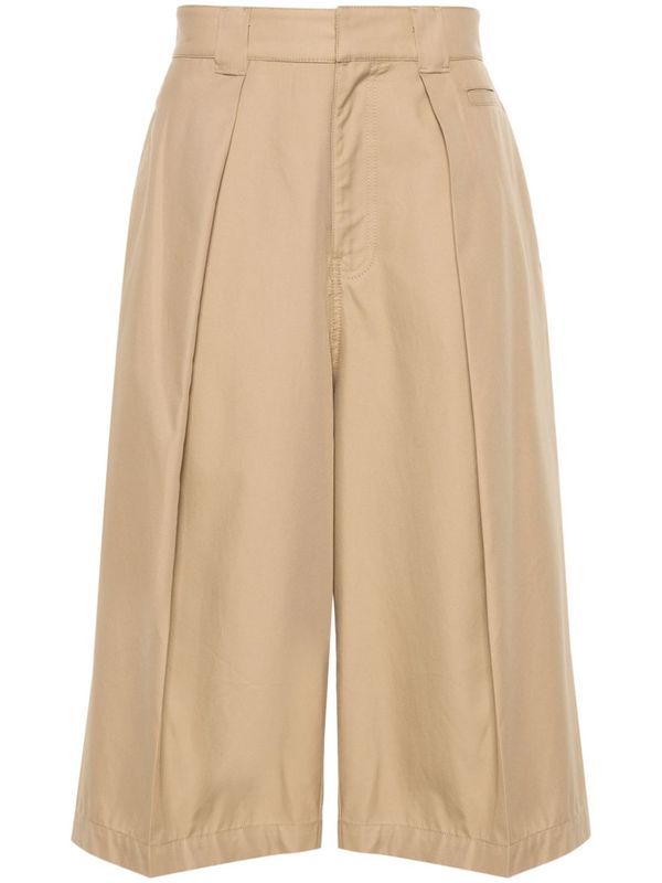 Pleats Cotton
  Bermuda Shorts