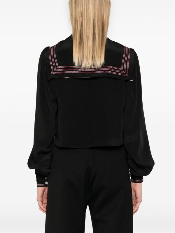 Stitch Detail Silk Shirt