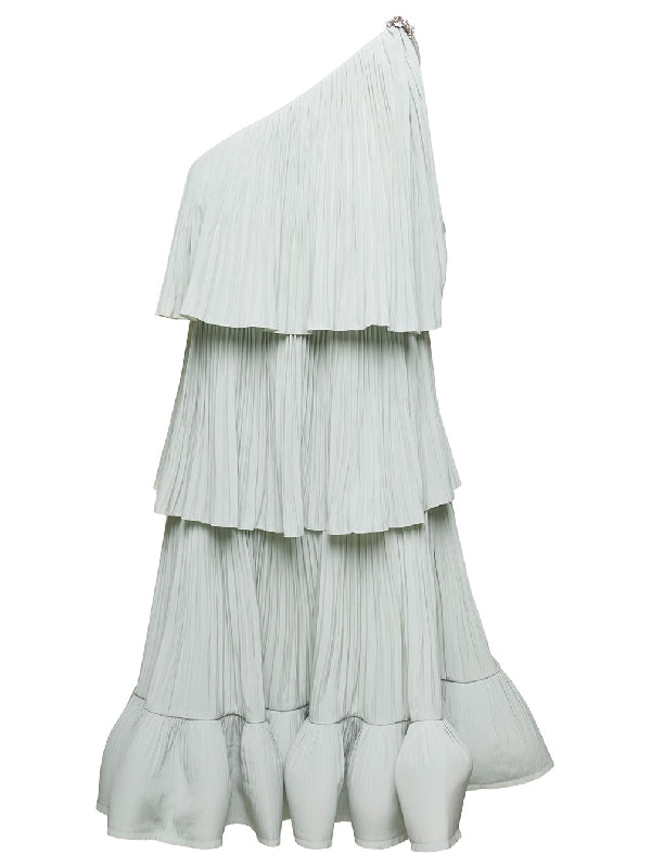 Charmeuse Asymmetric Ruffle Dress