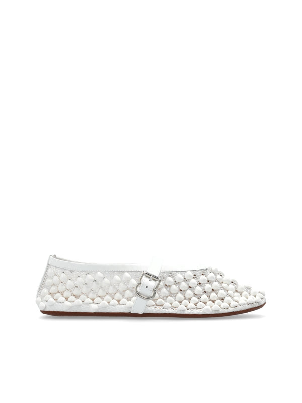 Stud Openwork Leather Flat
  Shoes