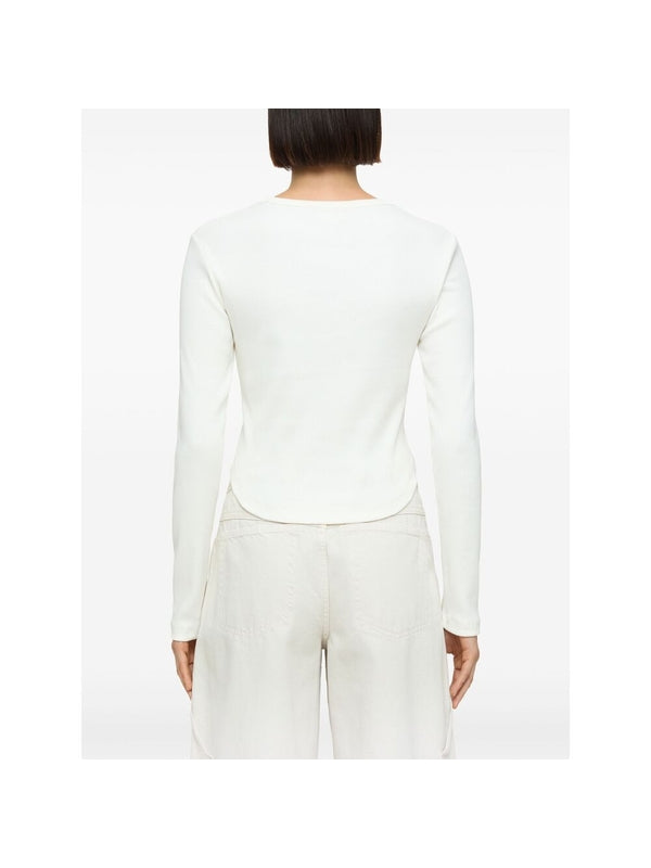 Crewneck Round Hem Cotton Long
  Sleeve