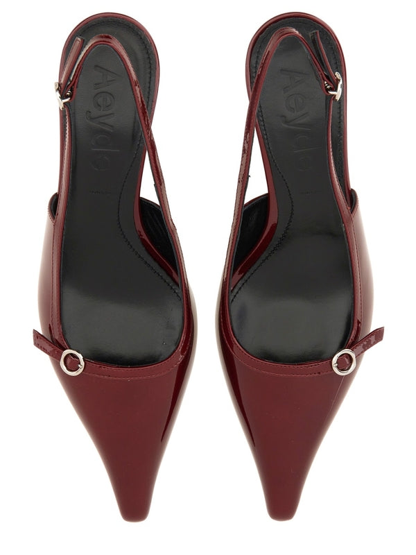 Burgundy Calfskin Slingback Heel