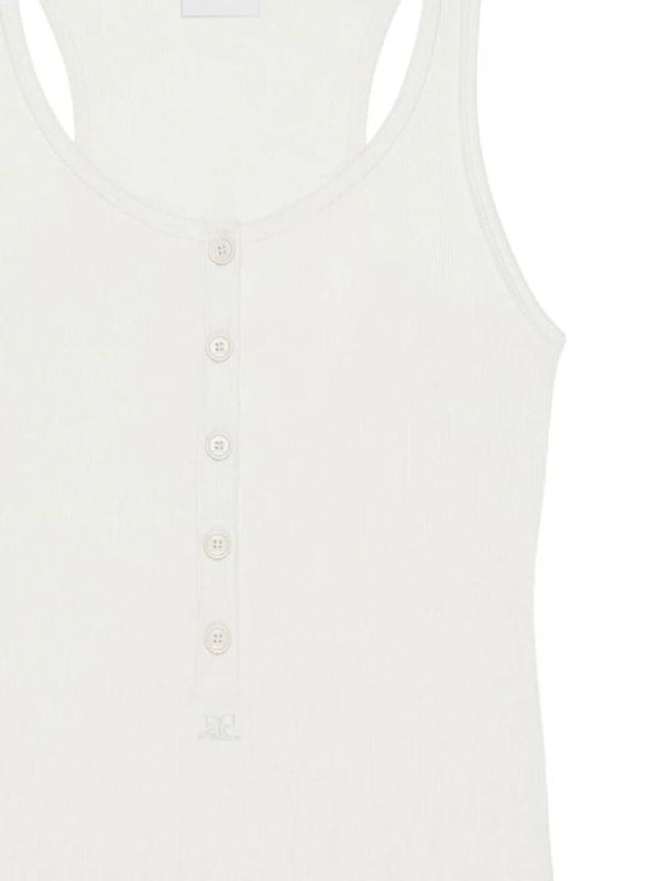 Button Rib Cotton Sleeveless Top