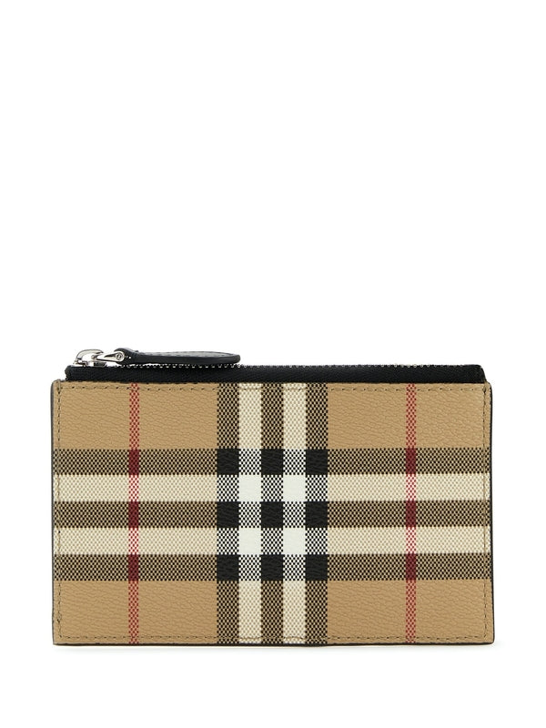 Vintage Check Zipper Card Wallet