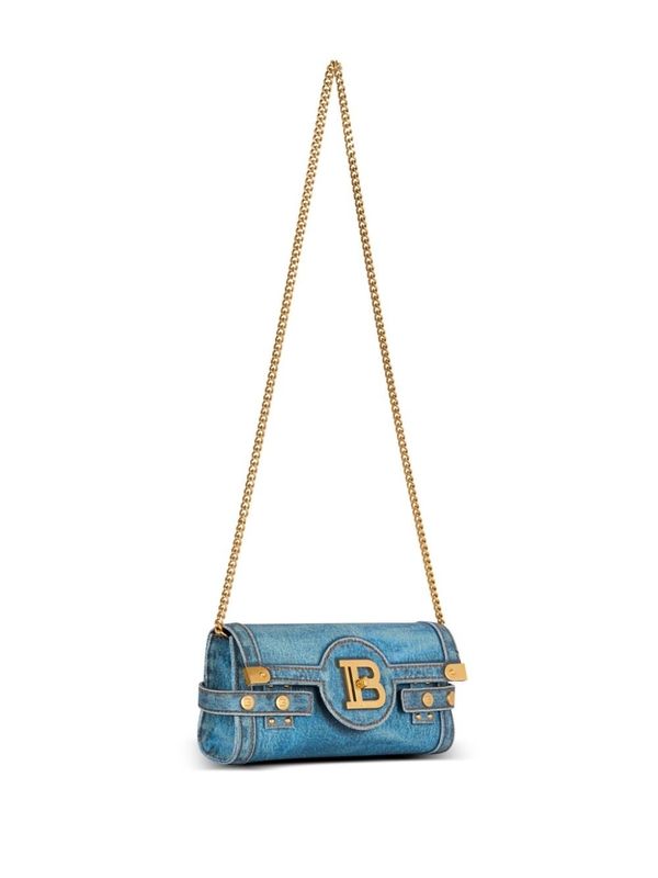 B Buzz 23 Denim Chain Clutch Bag