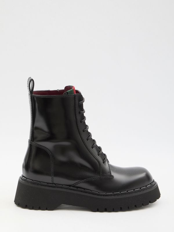 Web Leather Lace-Up Boots