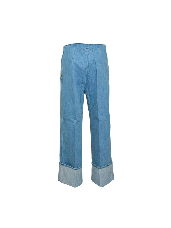 Wide Turn-Up Denim Pants