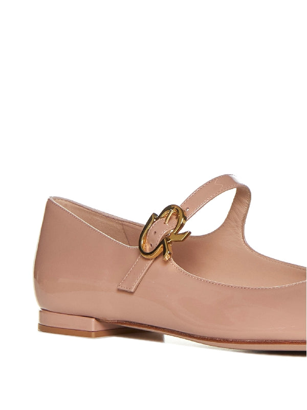 Mary Ribbon Leather Flats