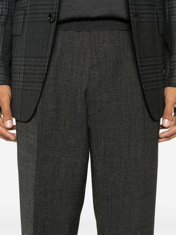 Wool Blend Pleats Pants