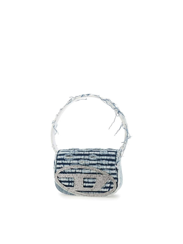 1DR Crystal Logo Denim Shoulder Bag