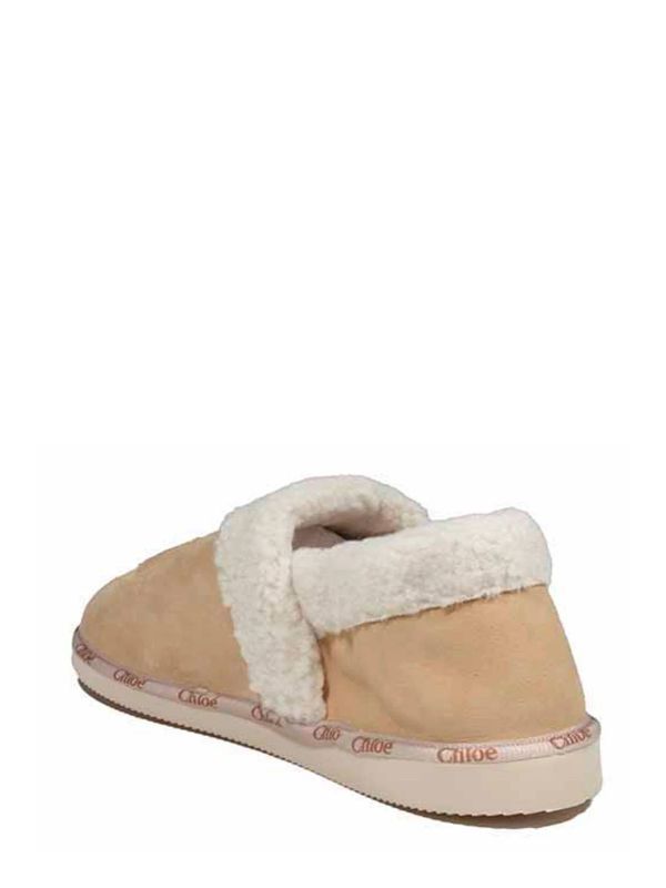 Logo Detail Shearling Sandals