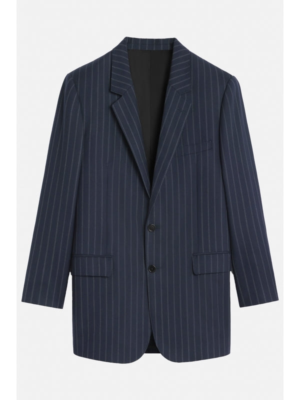 Stripe Wool Single Blazer