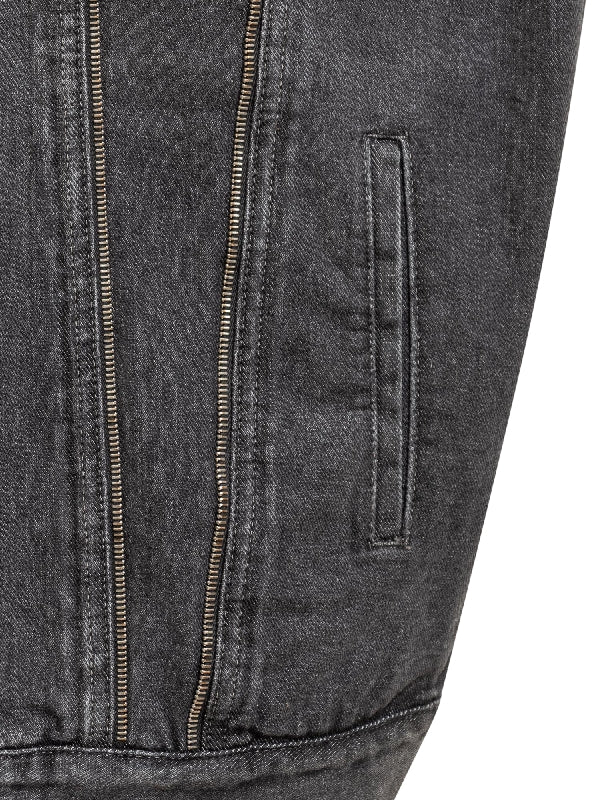 Zip Trim Detail Denim Vest Jacket