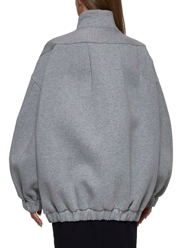 Button High Neck Sweatshirt