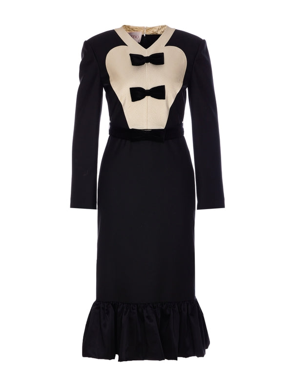 Bow Detail Wool Midi Dress
