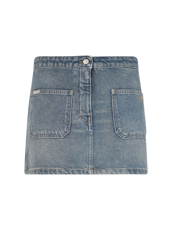 Back Logo Denim Skirt