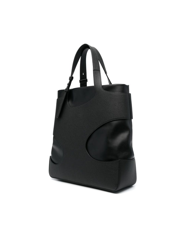 Cutout Detail Leather Tote Bag