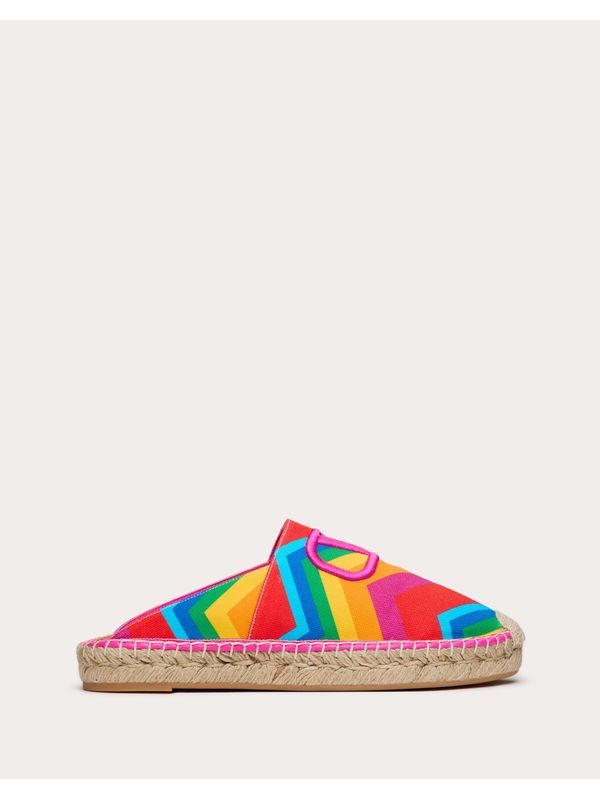 V Logo Multicolor Espadrille Mules