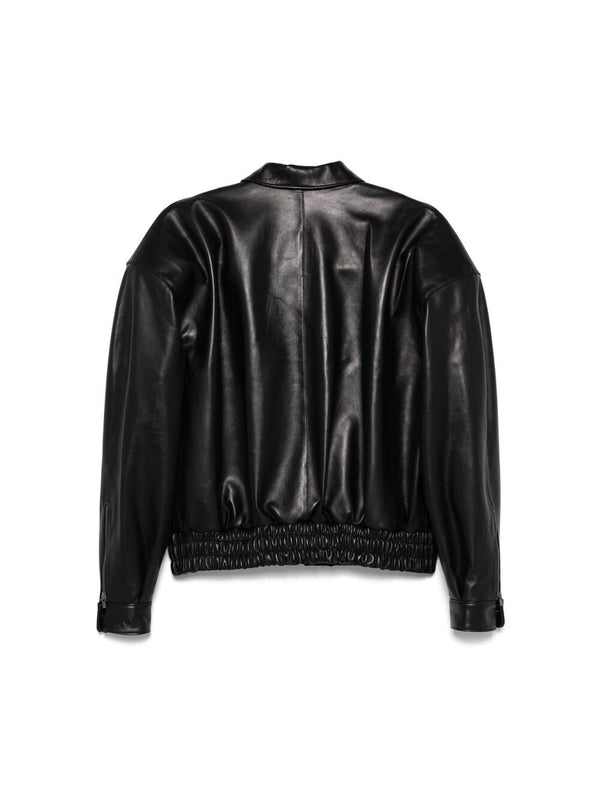 Lora Oversized Leather Bomber Jacket