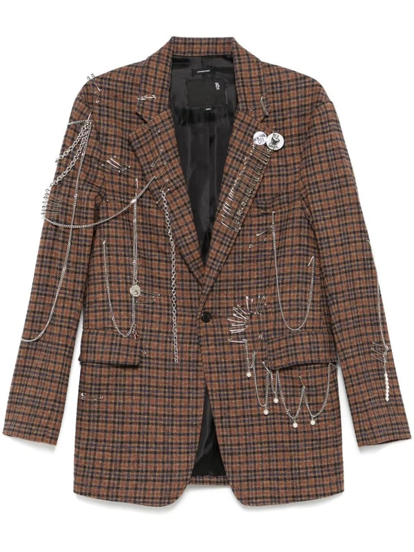 Chain Link Detail Check Jacket