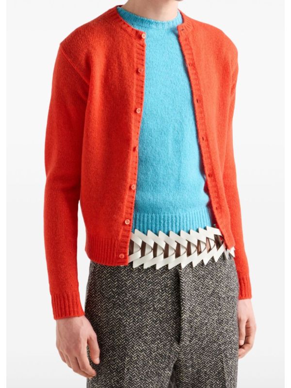 バックトライアングルパッチカシミアカーディガン