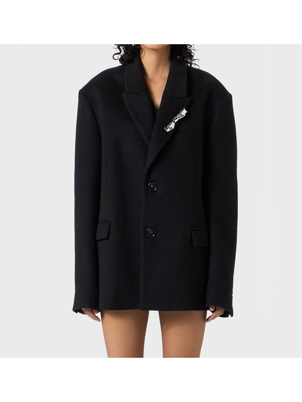 Bow Detail Oversized Single Jacket