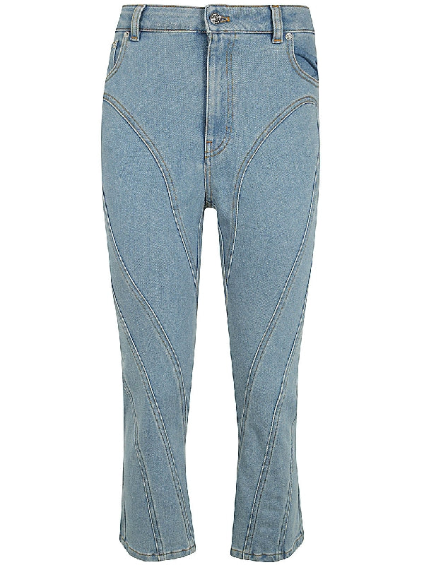 Back Logo Patch Panel Denim Pants